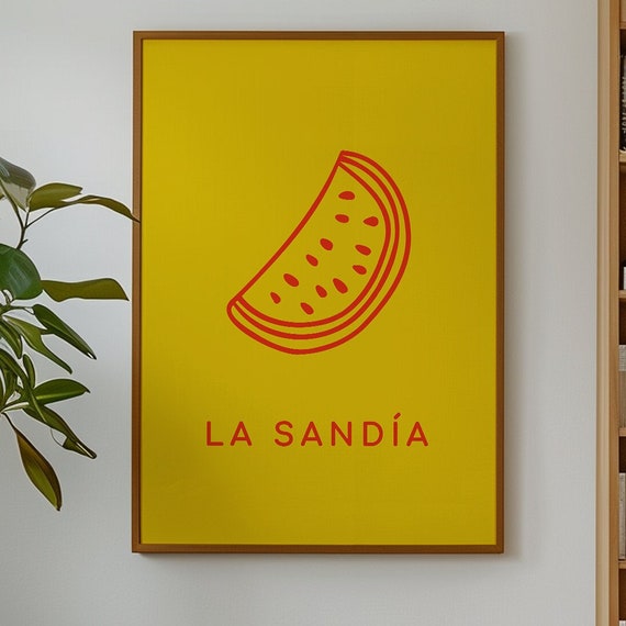 La Sandia Art Print Mexian Loteria Prints Boho Minimalist Prints Bohominimalistdecor Cowboy Art File
