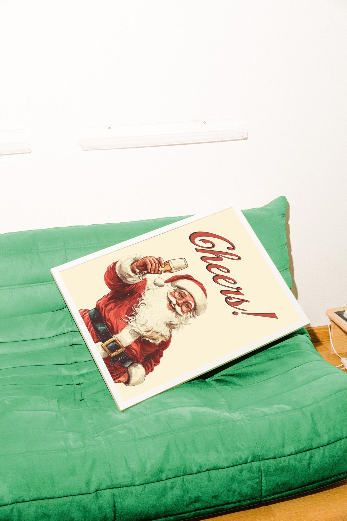 Vintage Santa Cheers Christmas Champagne Holiday Bar Decor Poster - Image 4