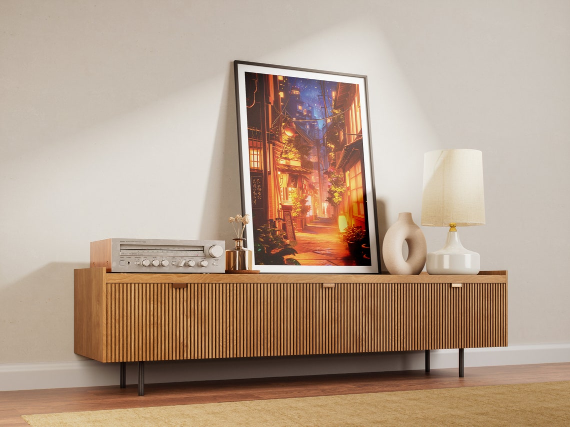 Dreamy Anime Night Alley With Glowing Lanterns Street Scene Poster - Image 4