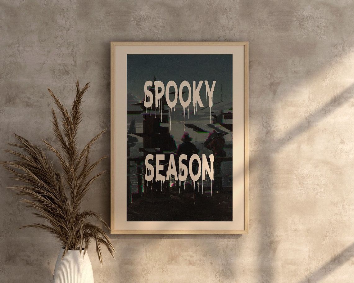 Spooky Season Dripping Letters Dark Night Harbor Halloween Poster - Image 3