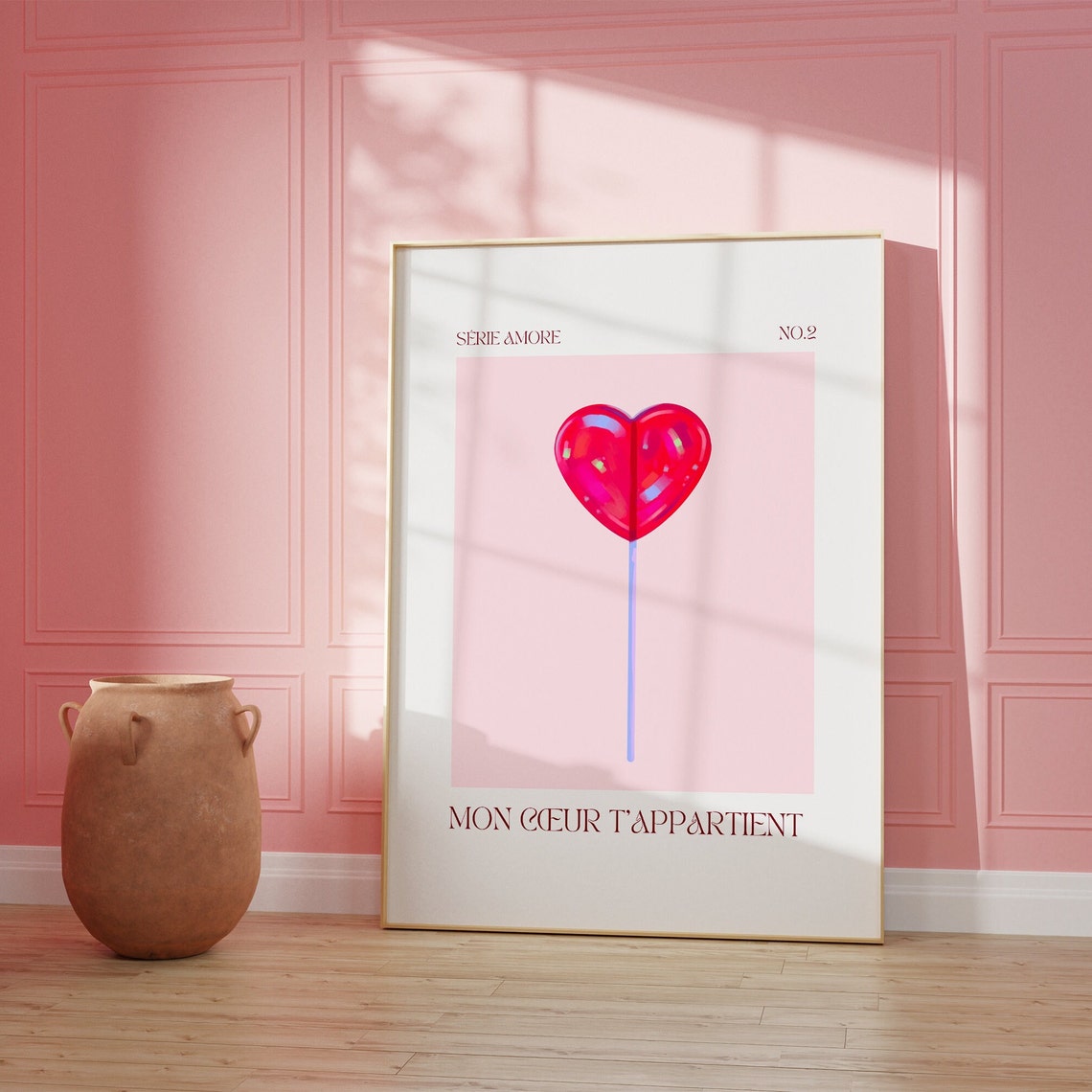 Mon Coeur Tappartient Heart Lollipop French Valentine Love Poster - Image 2