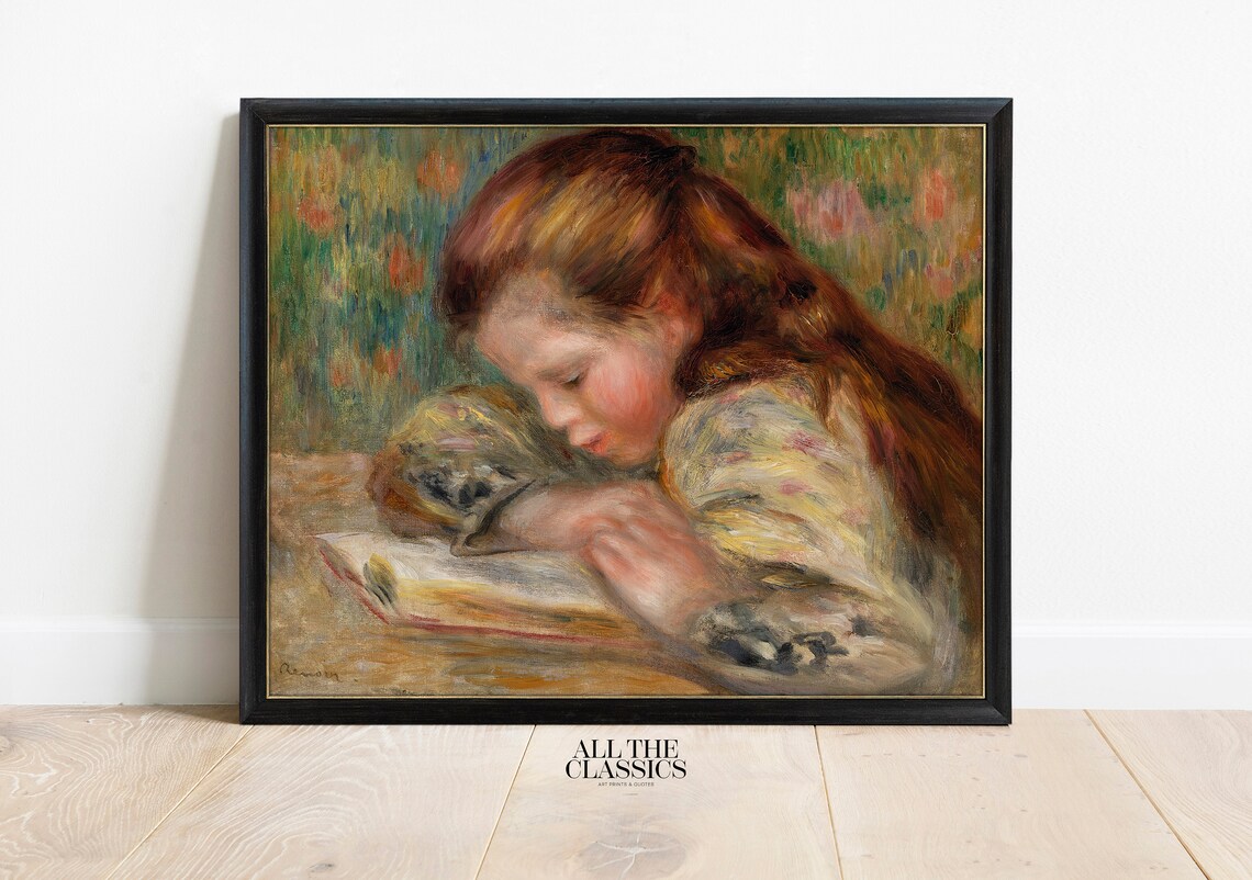 Impressionist Girl Reading Book Classic French Portrait Wall Art - Image 3