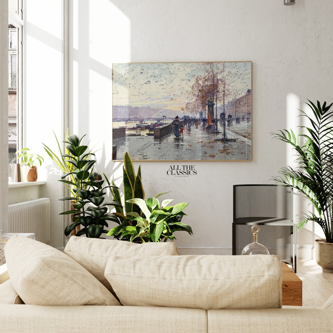 Rainy Autumn Riverside Boulevard Impressionist Painting Poster - Image 3