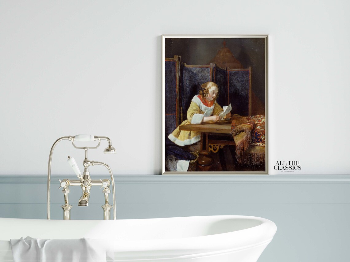 Woman Reading Letter Window Dutch Baroque Vintage Portrait Print - Image 2