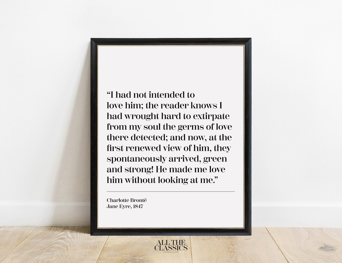 Jane Eyre Intended Love Quote Charlotte Bronte Classic Romance Poster
