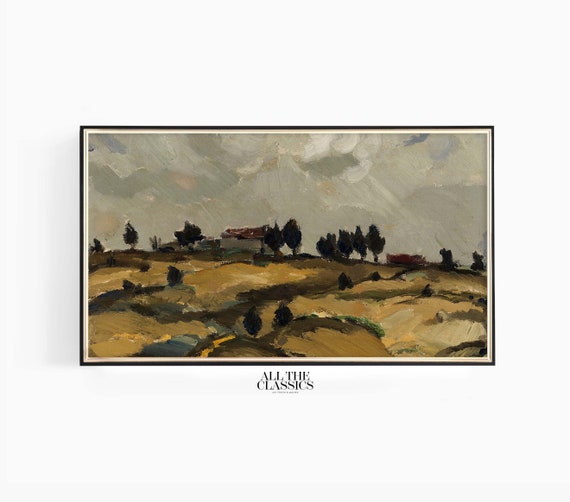 Frame Tv Art Vintage Art Wall Art Dramatic Moody Rustic Landscape Autumn Landscape With Clouds Ilmari Aalto