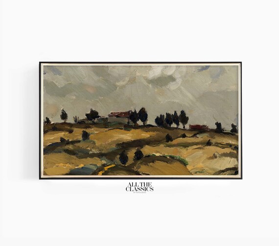 Ilmari Aalto Autumn Landscape With Clouds Moody Farm Fields Poster