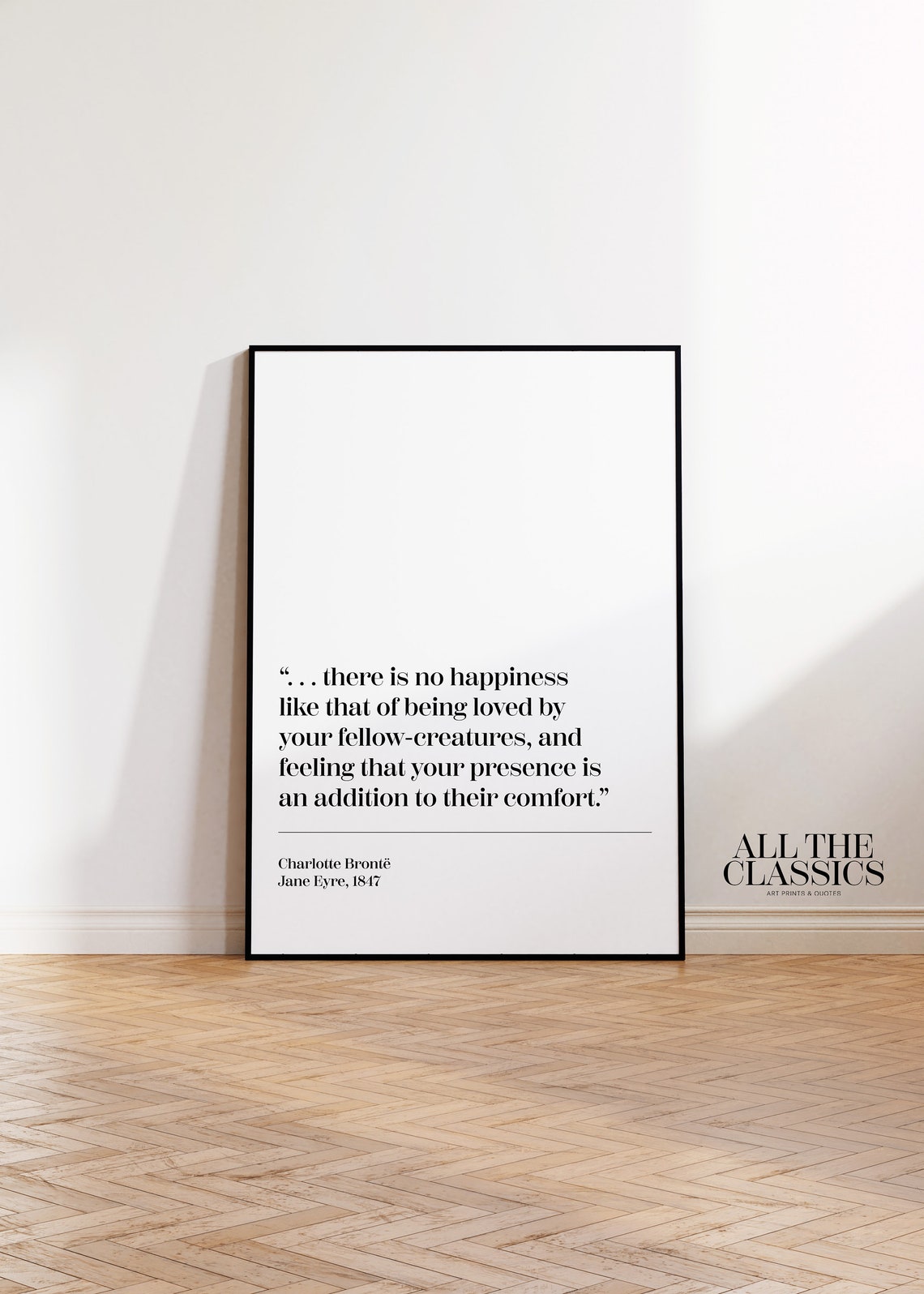 Charlotte Bronte Happiness Quote Fellow Creatures Jane Eyre Poster - Image 3