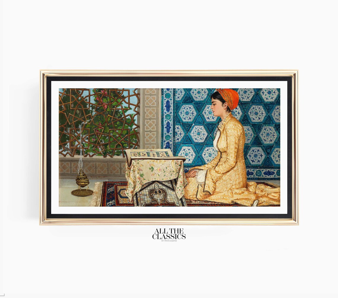 Osman Hamdi Bey Victorian Young Woman Reading Art Print - Image 3