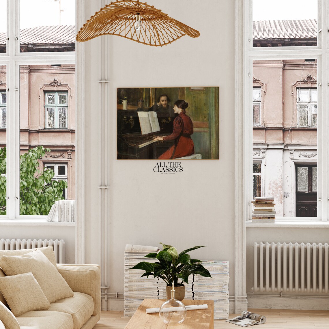 Santiago Rusinol A Romance Woman At Piano Candlelit Interior Poster - Image 3