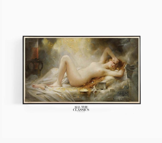 Frame Tv Art Vintage Art Wall Art Elegant Female Nude Portrait Danae Lon Franois Comerre