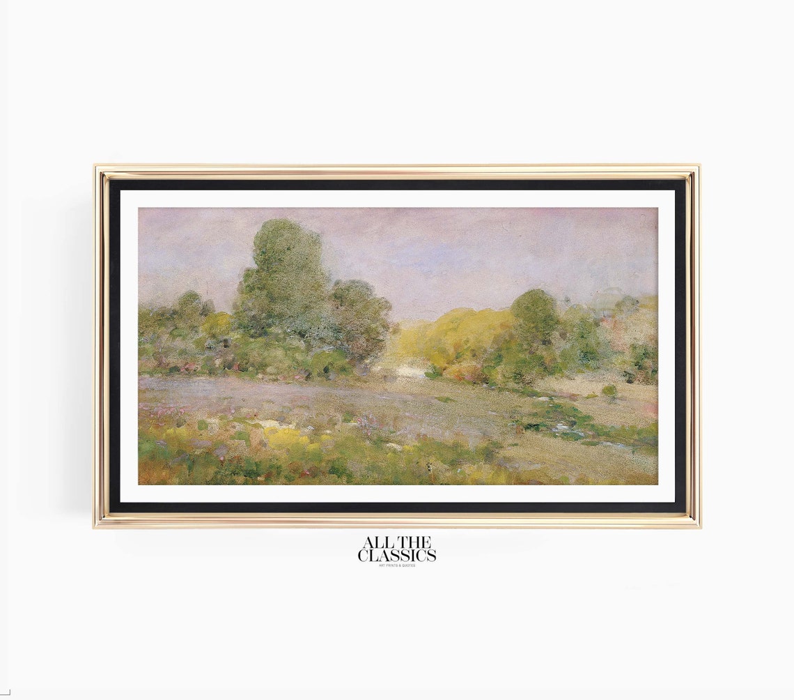 Soft Pastel Trees Over Meadow Impressionist Landscape Art Poster - Image 3