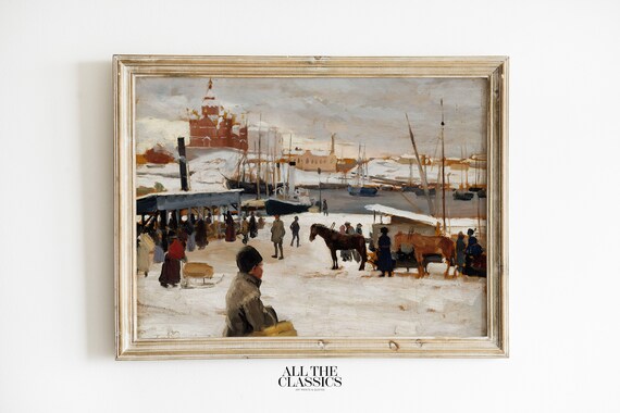 Albert Edelfelt Winter Day In Helsinki Market Square Snow Poster