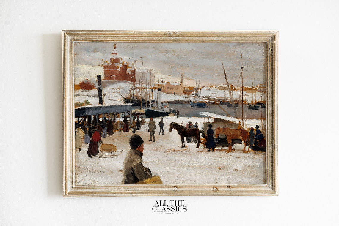 Albert Edelfelt Winter Day In Helsinki Market Square Snow Poster