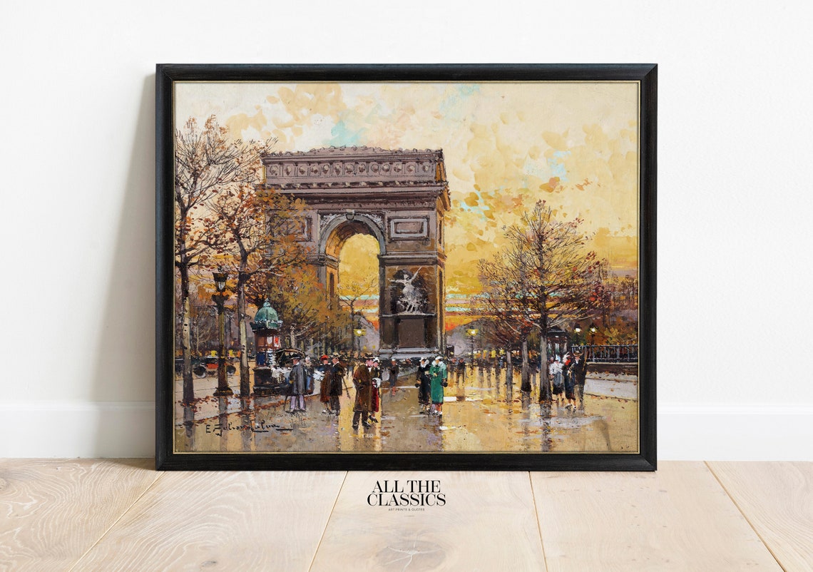 Arc de Triomphe Paris Golden Sunset Vintage Cityscape Wall Art - Image 3