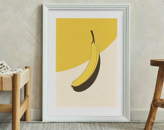 Minimalist Banana Painting Artwork Print At Home Wall Art Wall Art Print Instant Art