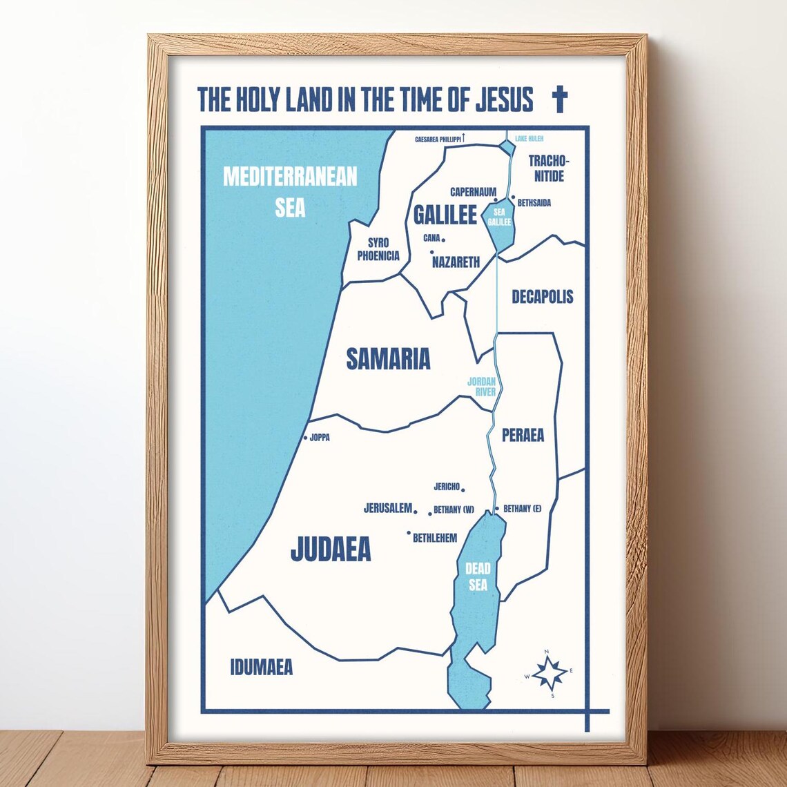 The Holy Land In The Time Of Jesus Bible Map Galilee Judaea Poster