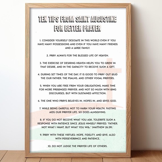 Ten Tips from Saint Augustine for Better Prayer Catholic List Poster