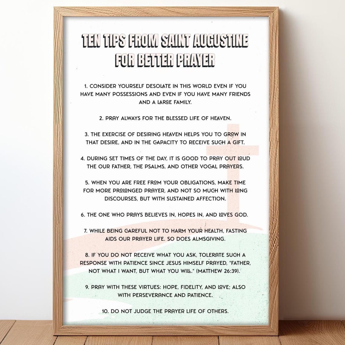 Ten Tips from Saint Augustine for Better Prayer Catholic List Poster