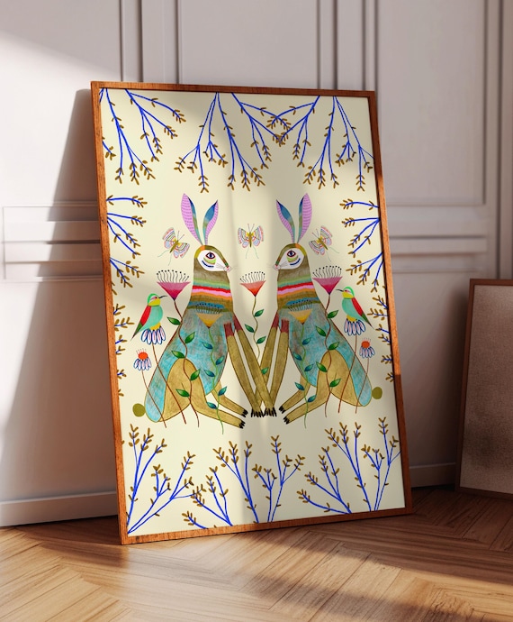 Majestic Hares Art Print, Animal Home Decor