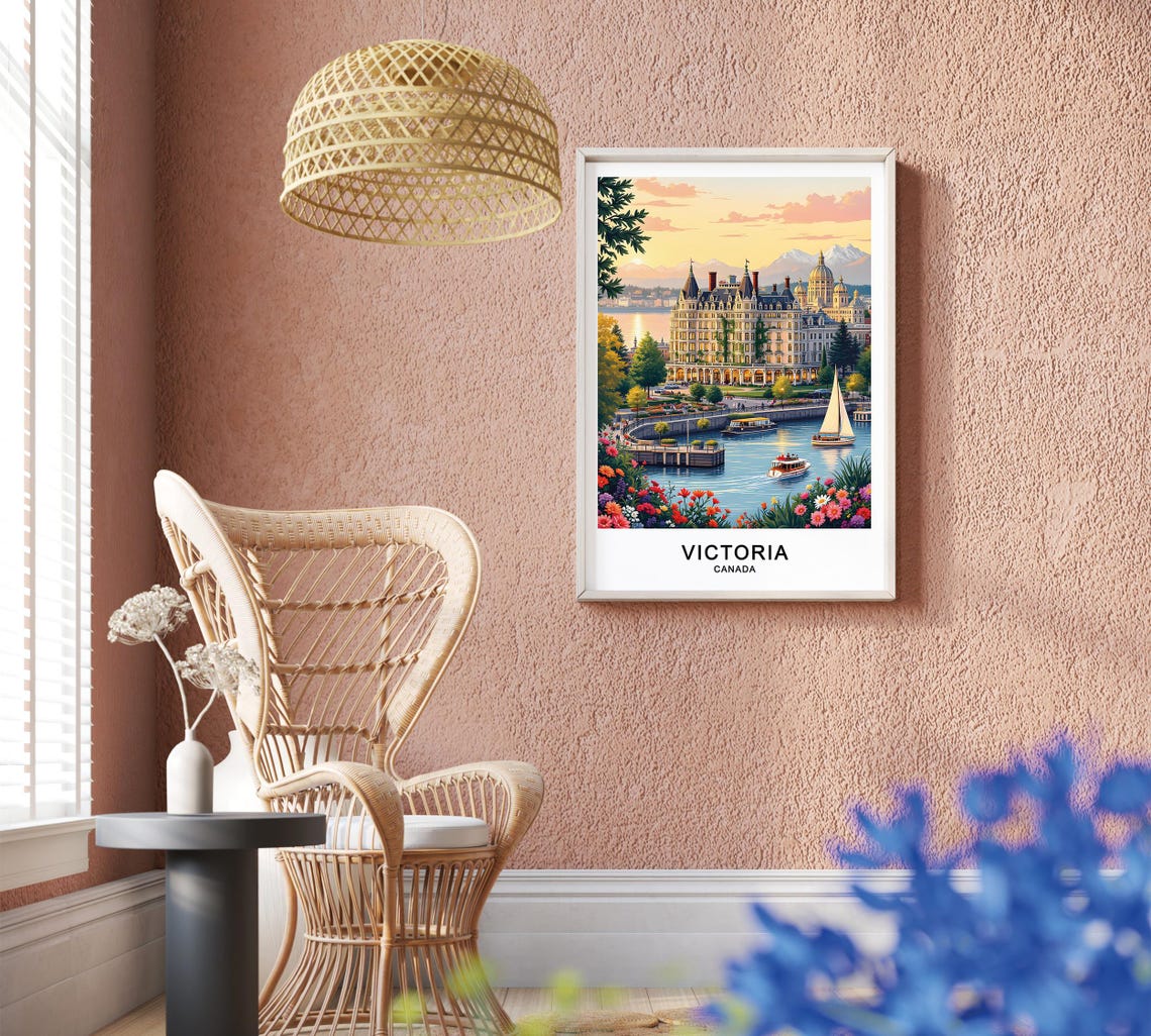 Victoria Canada Waterfront Grand Hotel Sailboats Sunset Poster - Image 2
