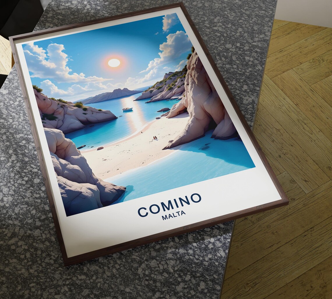 Comino Malta Travel Poster, Blue Lagoon Cliffs - Image 4