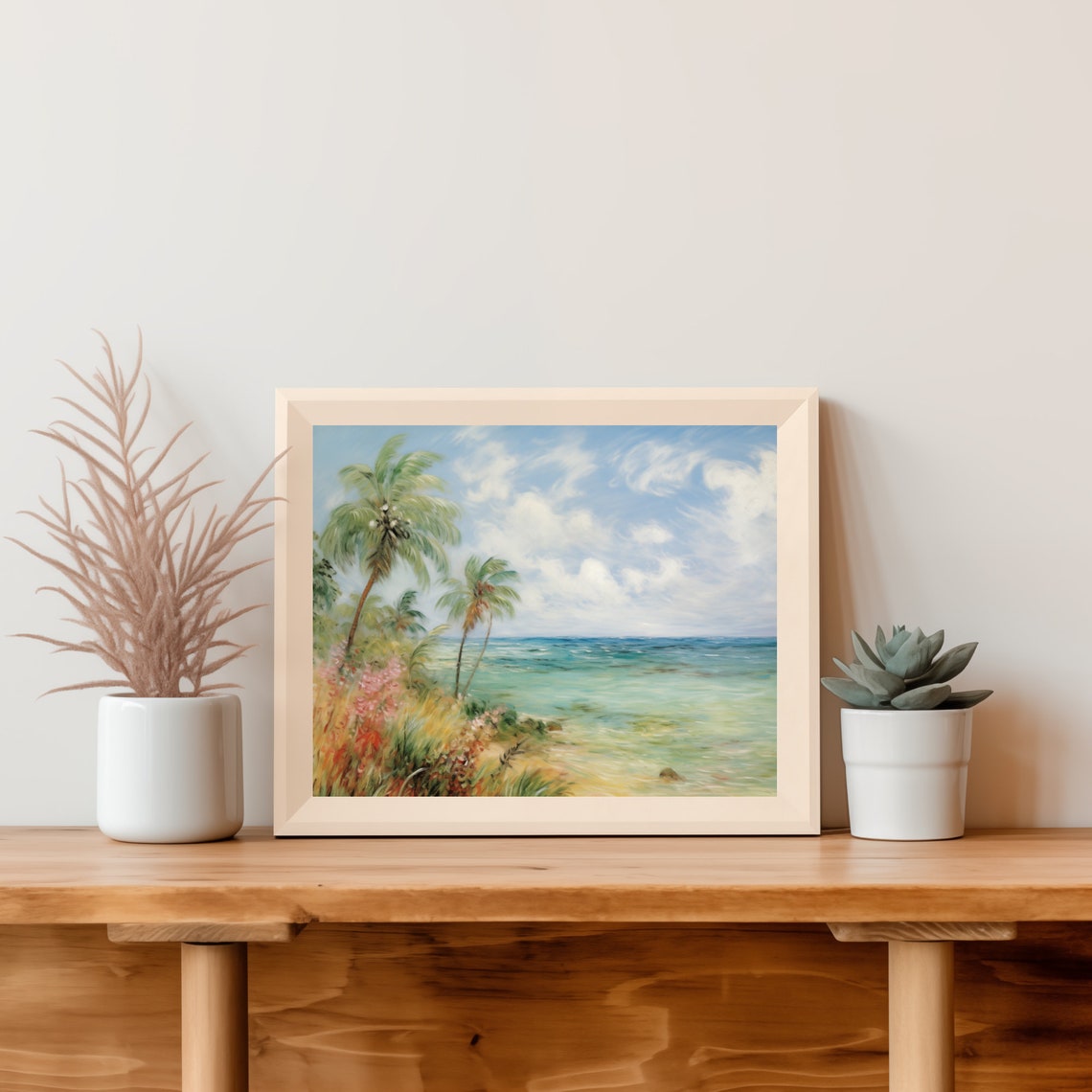 Tropical Beach With Palm Trees And Turquoise Ocean Art Poster - Image 4