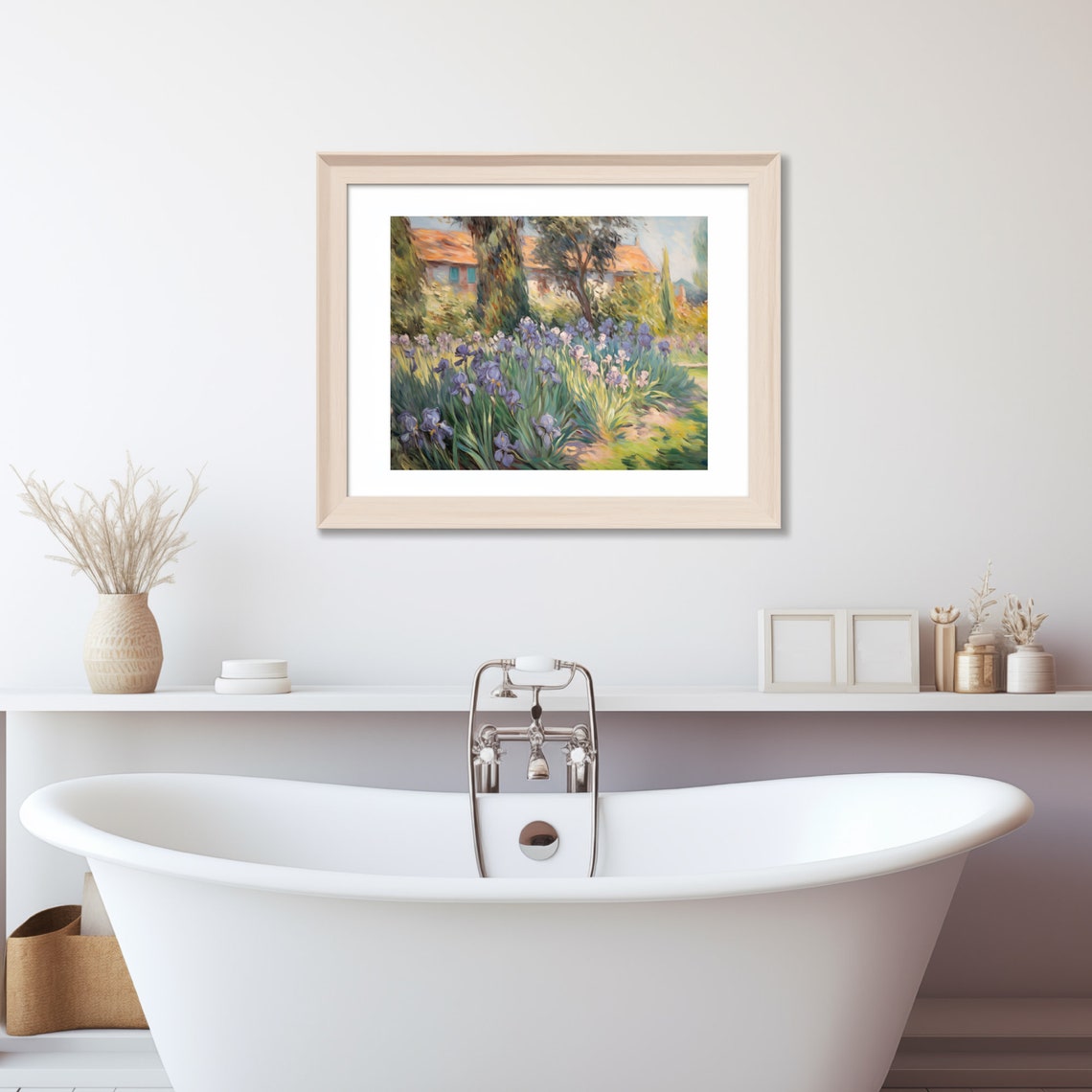 Purple Iris Garden in Bloom Impressionist Fine Floral Art Poster - Image 3
