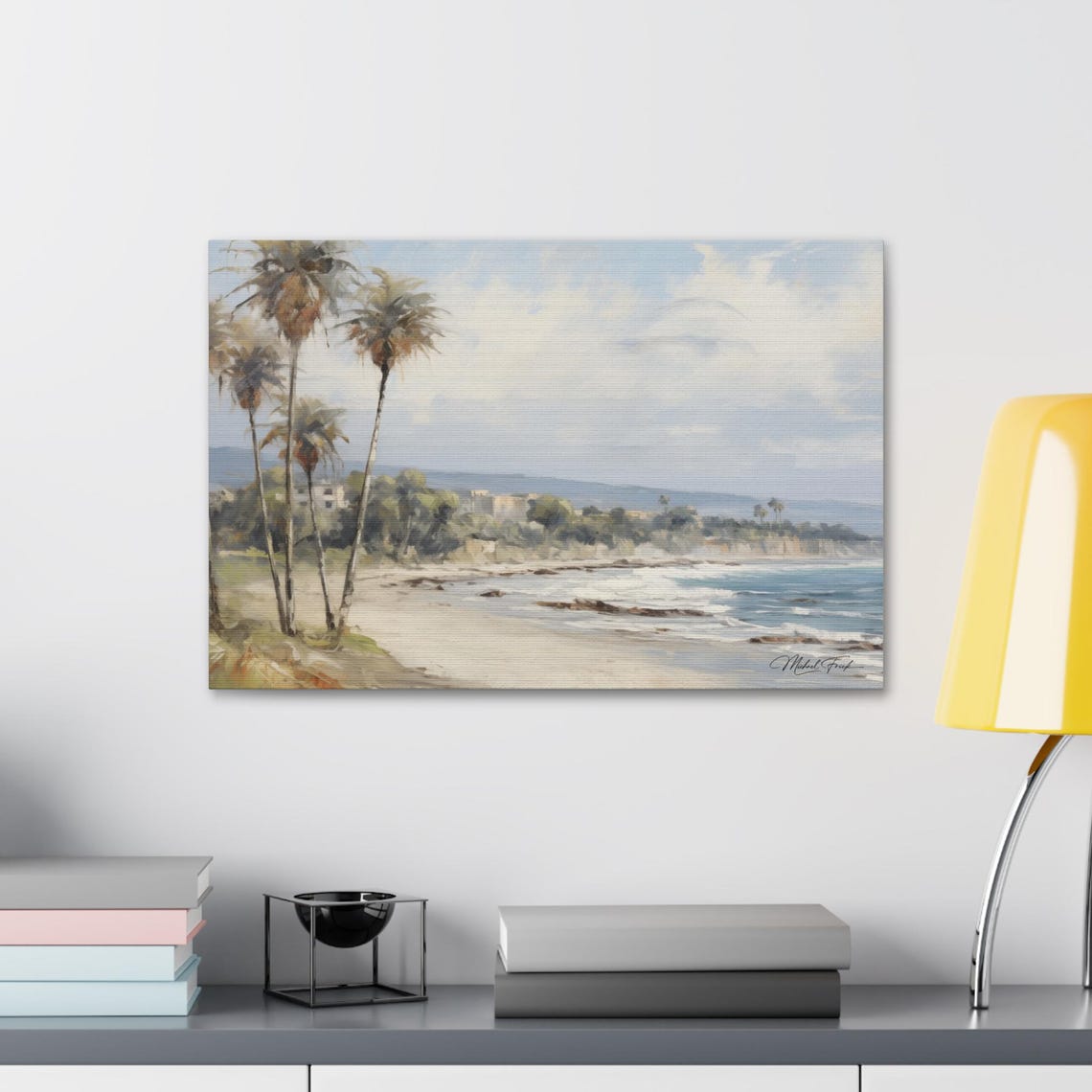 Tropical Beach With Tall Palm Trees And Turquoise Sea Poster