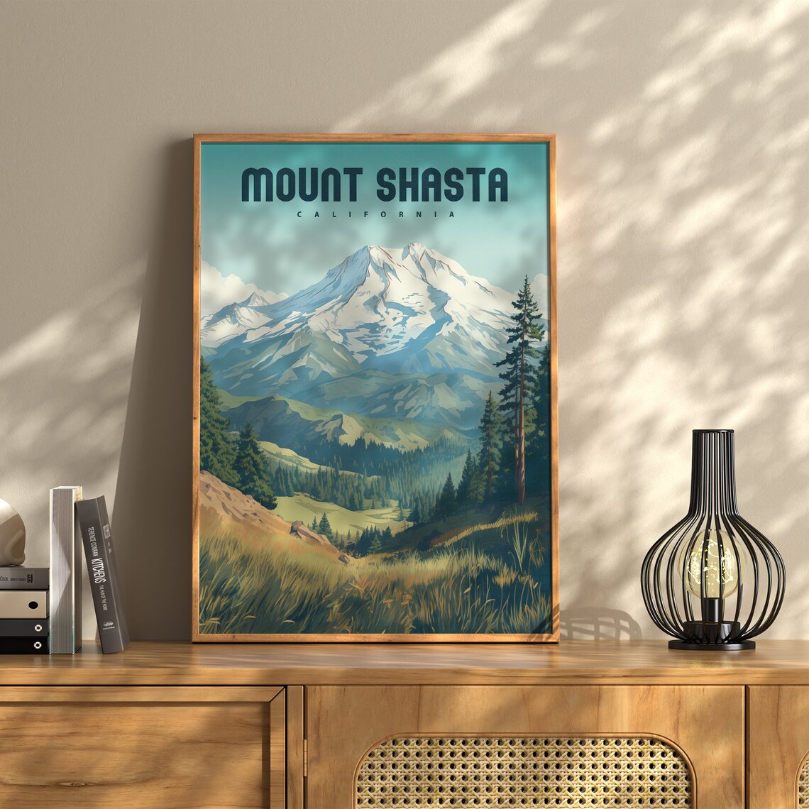 Mount Shasta California Travel Poster, USA Travel Art