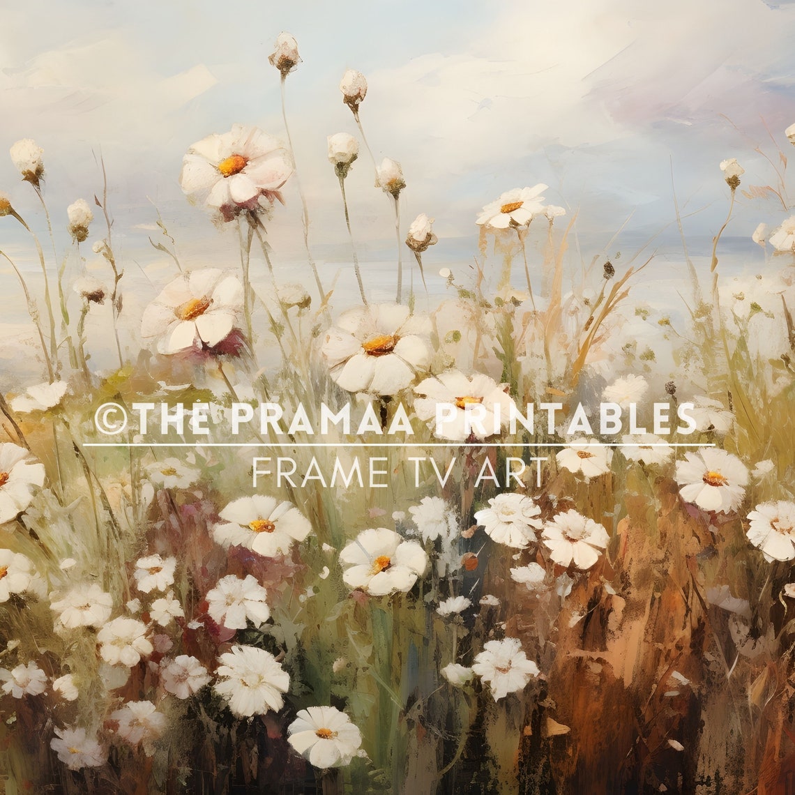 Spring Frame Tv Art Of Antique Wildflower Field Oil Painting Farmhouse Vintage Landscape Country Field Art - Image 2