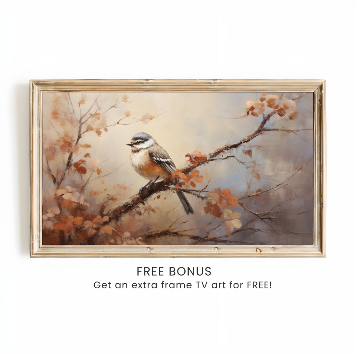 Blue Tit on an Autumn Branch Fall Bird Watercolor Painting Poster - Image 2