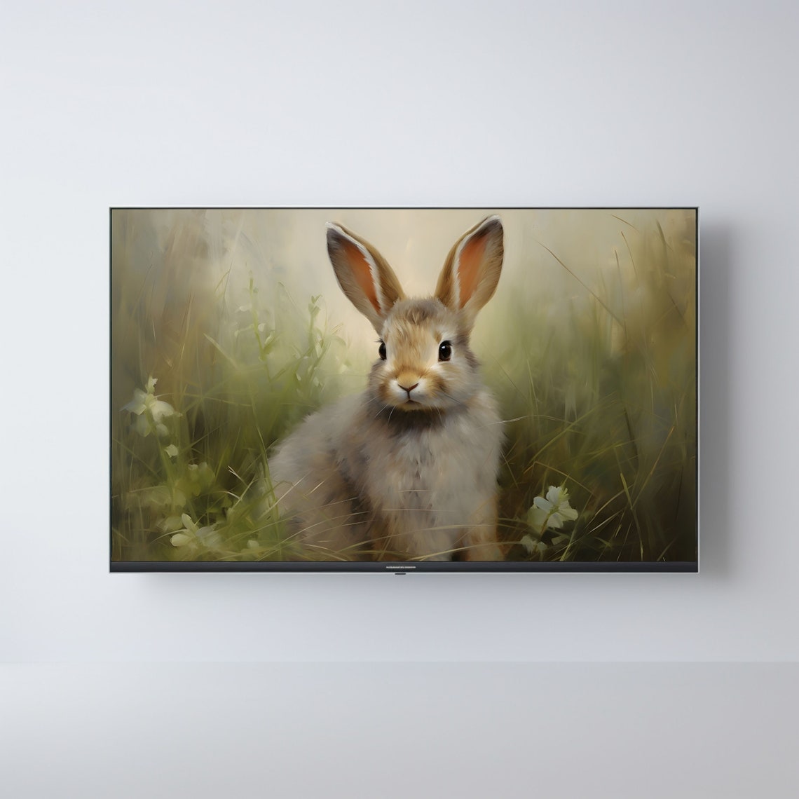 Bunny Sitting in Green Grass Soft Vintage Spring Rabbit Poster - Image 2