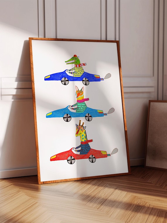 Kids Cars Art Print Decor for Boys Room