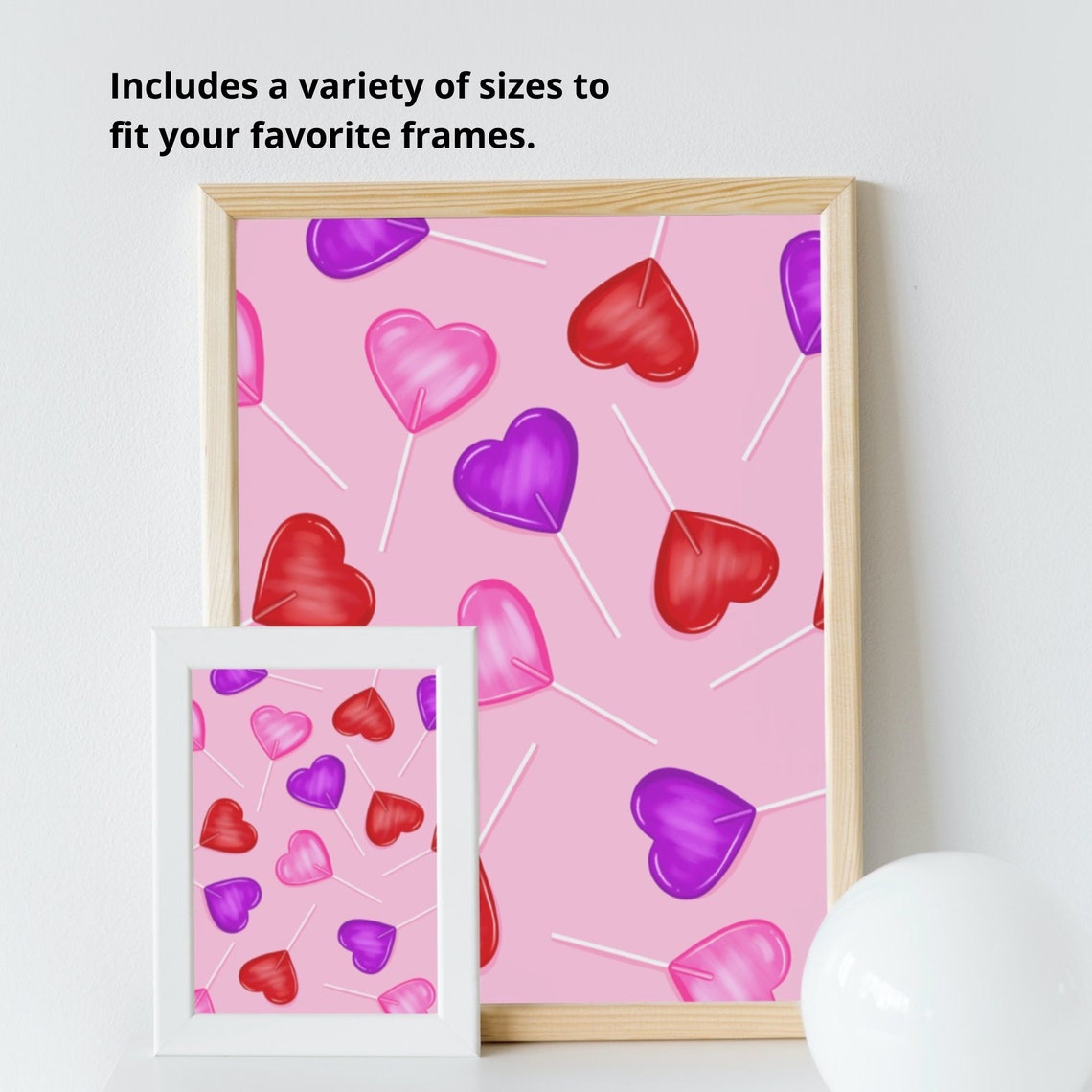 Glossy Heart Lollipop Candy Pattern in Pink Valentine Poster - Image 3