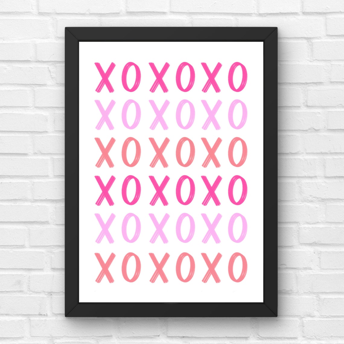 XOXO Brush Lettering Pattern in Pink Hugs and Kisses Valentine Poster - Image 3