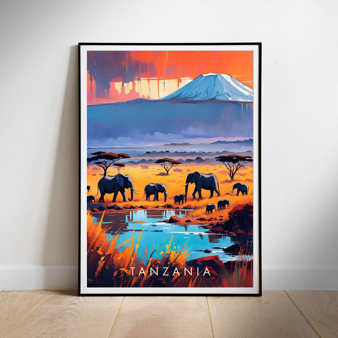 Tanzania Travel Poster, National Park Wall Art Print