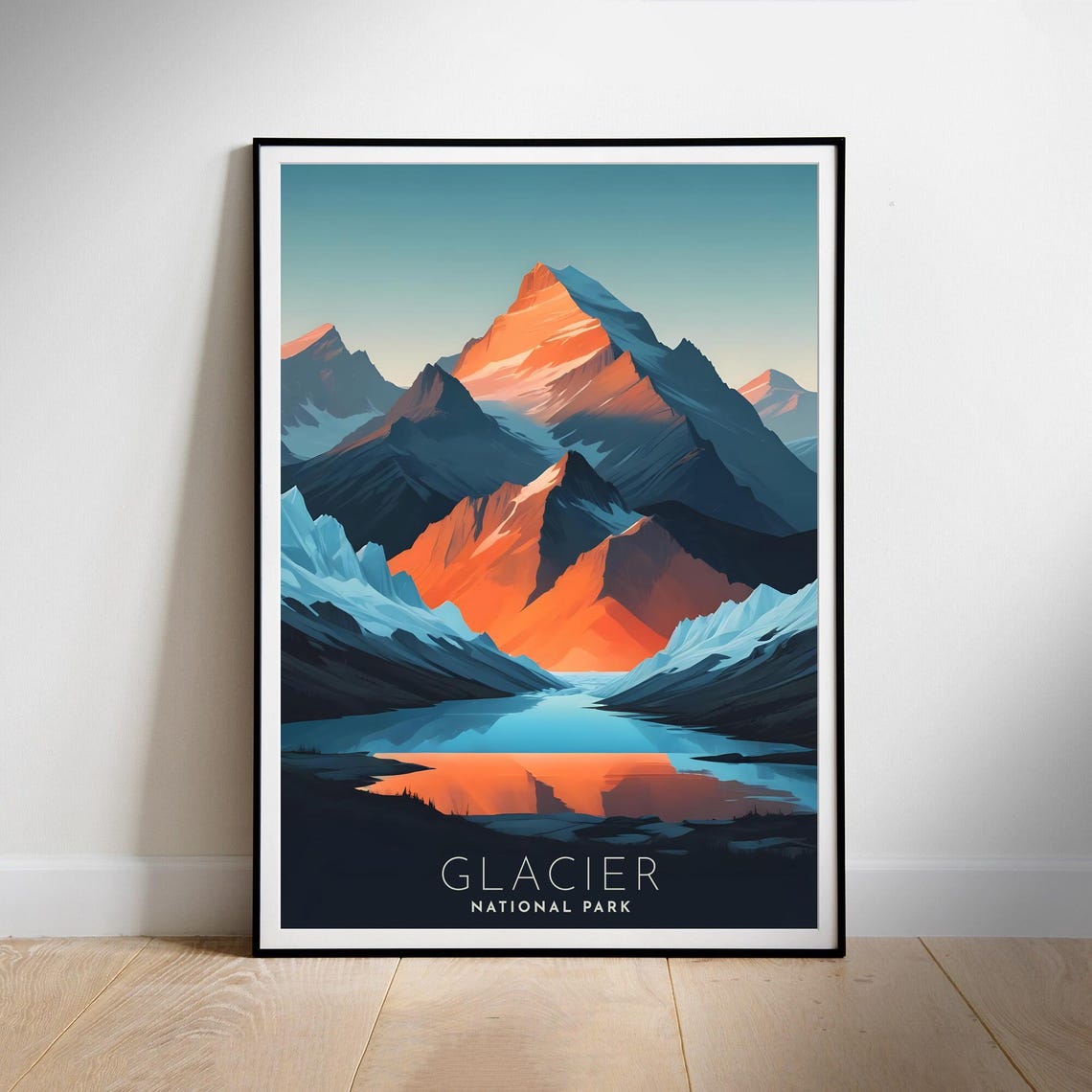 Glacier National Park Sunrise Mountain Lake Reflection Travel Poster - Image 2