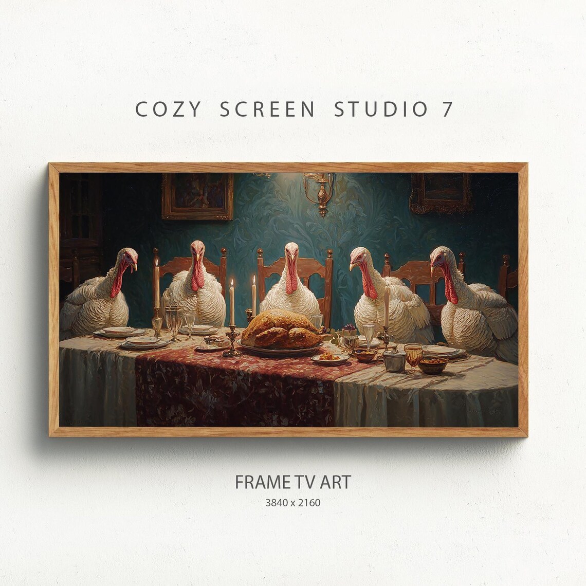 Winner Turkey Dinner Frame Tv Art Thanksgiving Feast Painting Wallpaper
