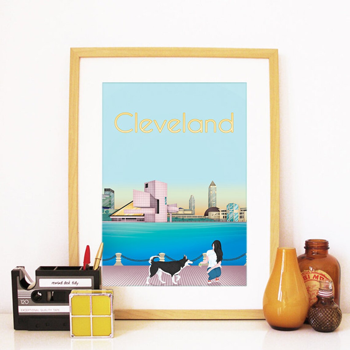 Cleveland Skyline Watercolor, City Map Art Print - Image 2