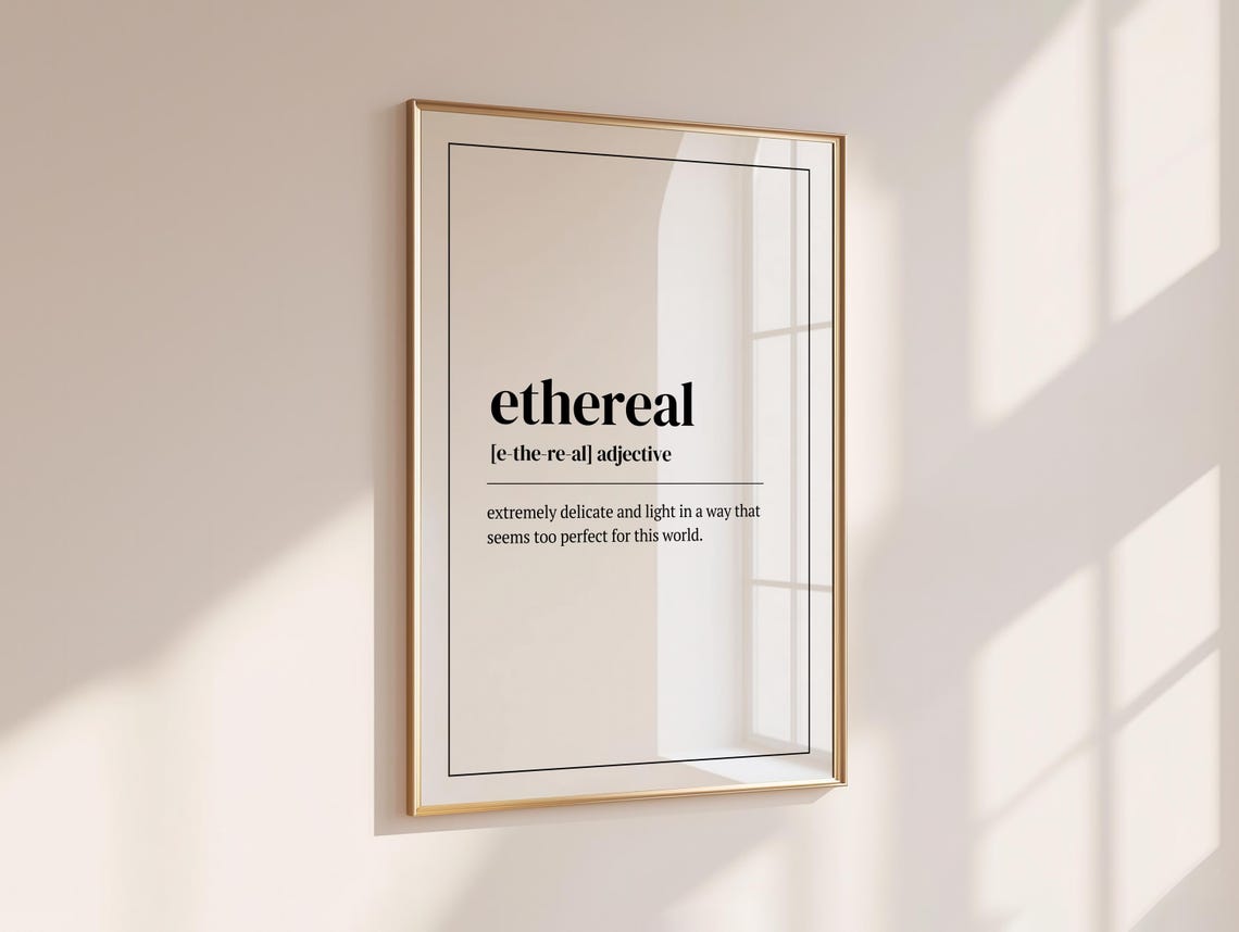 Ethereal Definition Minimalist Dictionary Word Art Decor Poster