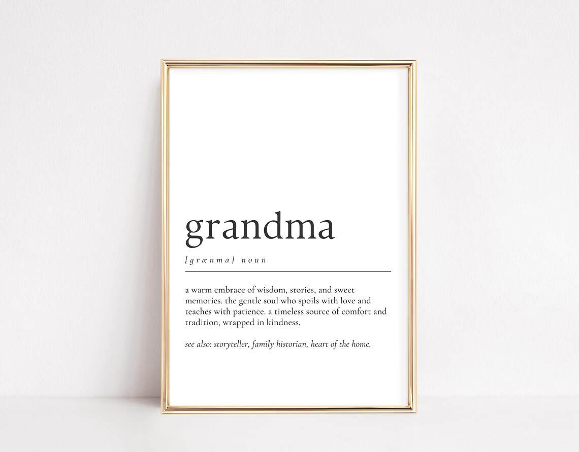Grandma Definition Warm Embrace of Wisdom Sweet Family Gift Wall Art