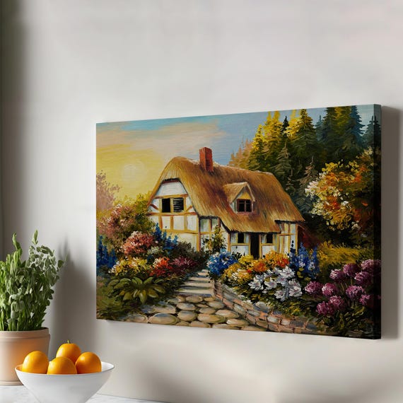 Garden House In The Forest Oilpainting Decorative Canvas Wall Painting Nature Decor Art