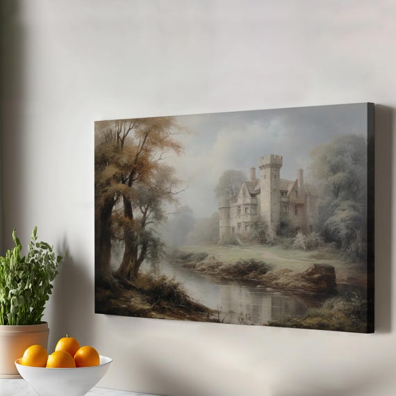 Medeval Englsh Castle Art Office Wall Decor Large Modern Canvas Gift For Home Regional