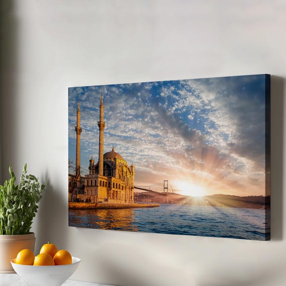 Ortaky Mosque And Bosphorus Bridge View Decorative Canvas Art Large Wall Modern Decor Regional