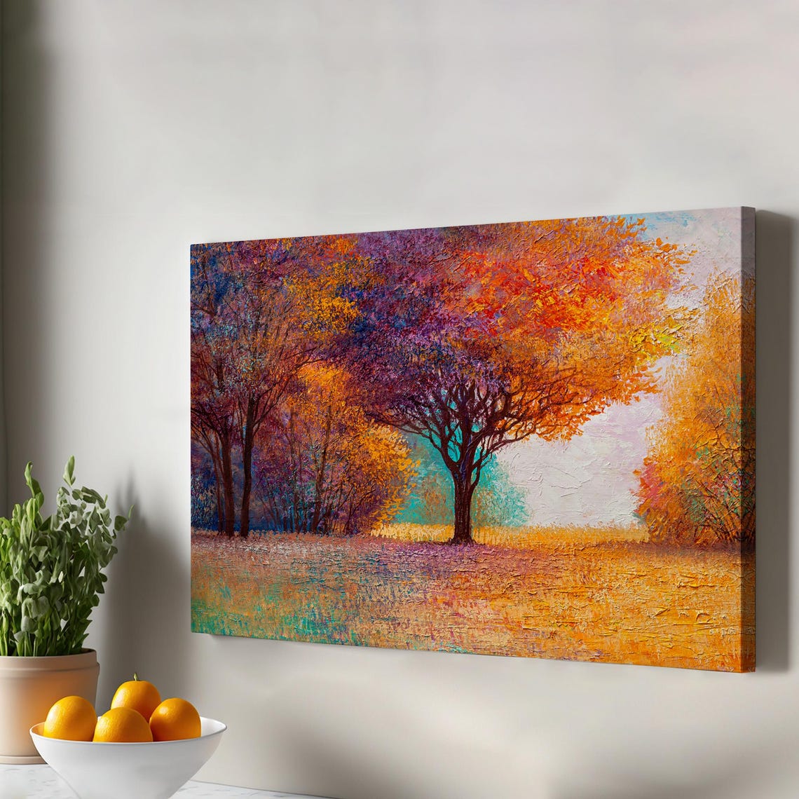 Autumn Landscape Oil Painting Look Decorative Canvas Wall Art Table Nature Print Decor