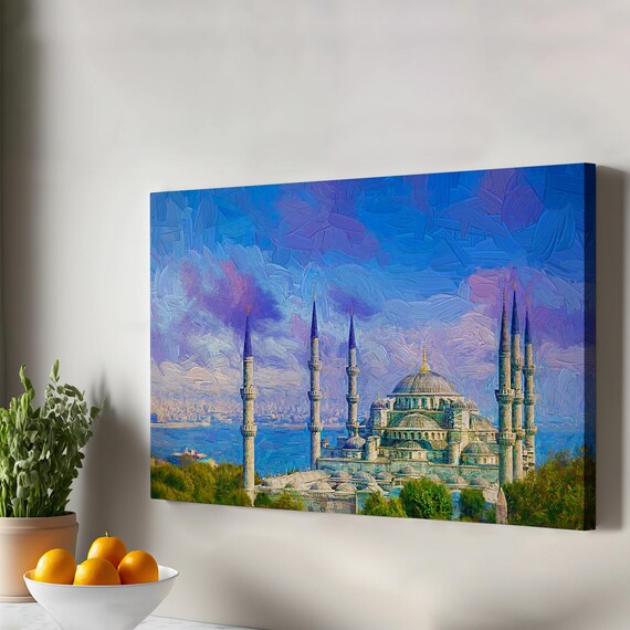 Blue Mosque Istanbul Six Minarets Oil Painting Look Wall Art