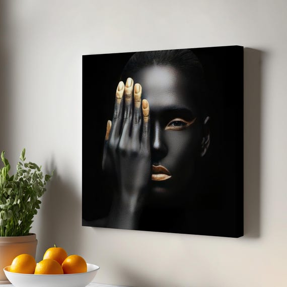 African Woman Canvas Print Wall Art Girl Portrait Housewarming Gift