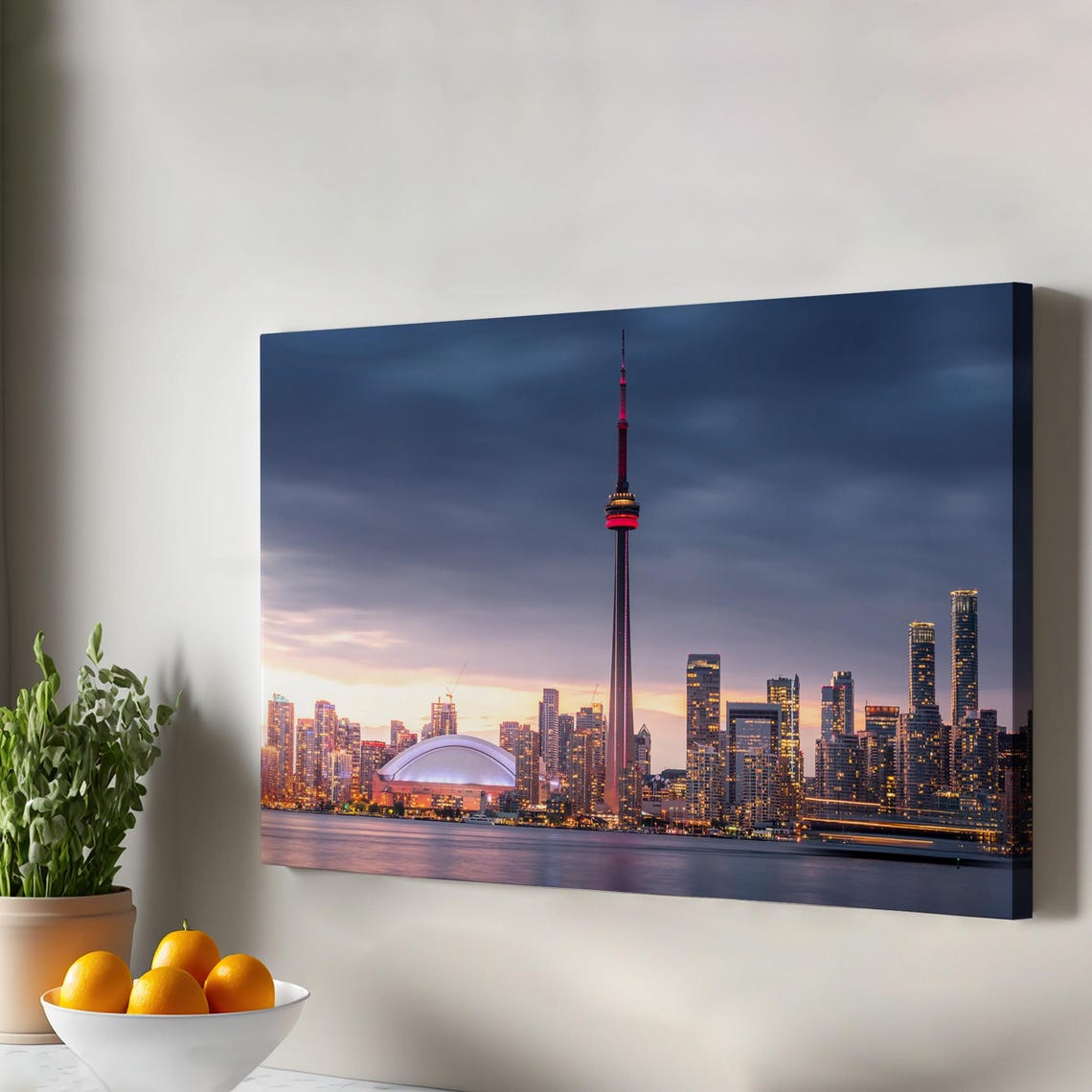 Toronto Canada CN Tower Skyline Sunset Waterfront Canvas Print