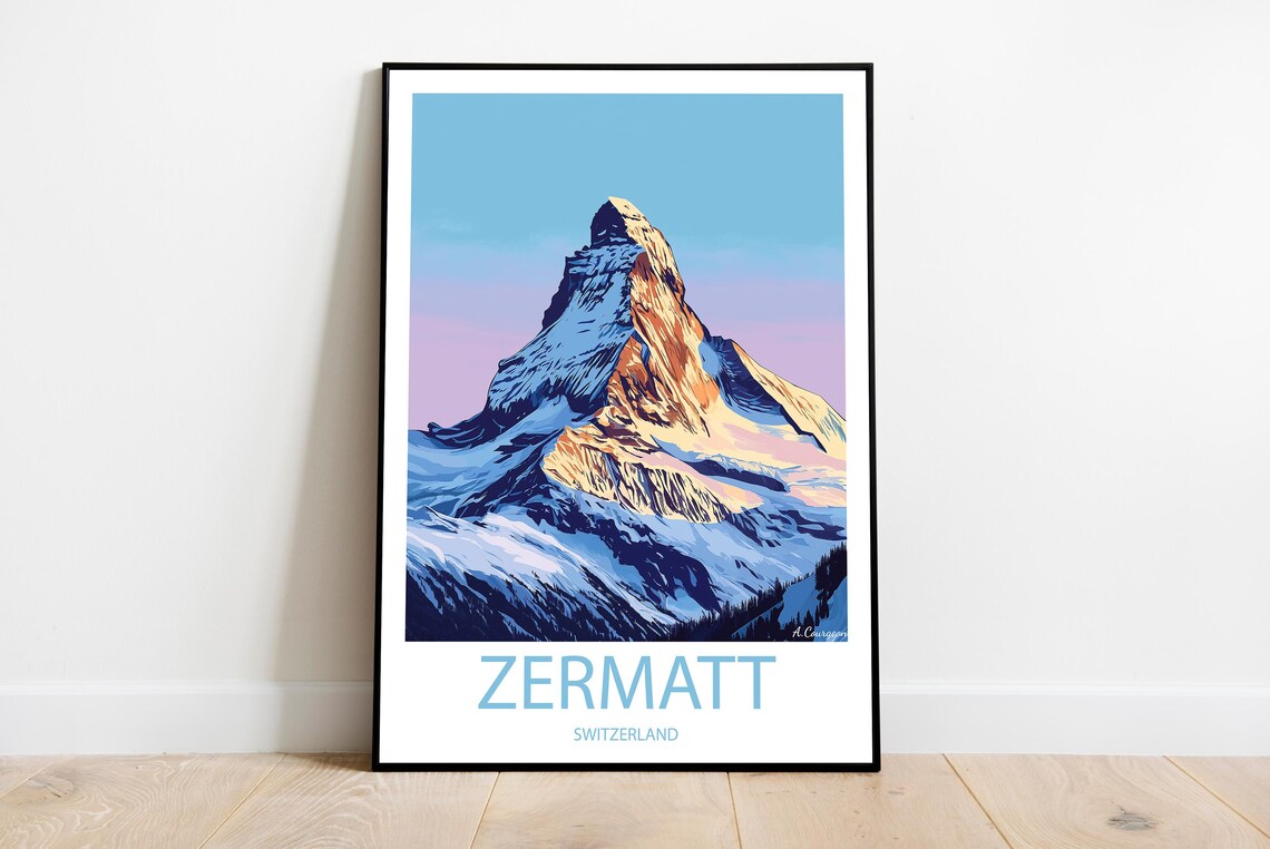 Zermatt Switzerland Matterhorn Peak Alpine Sunrise Travel Poster